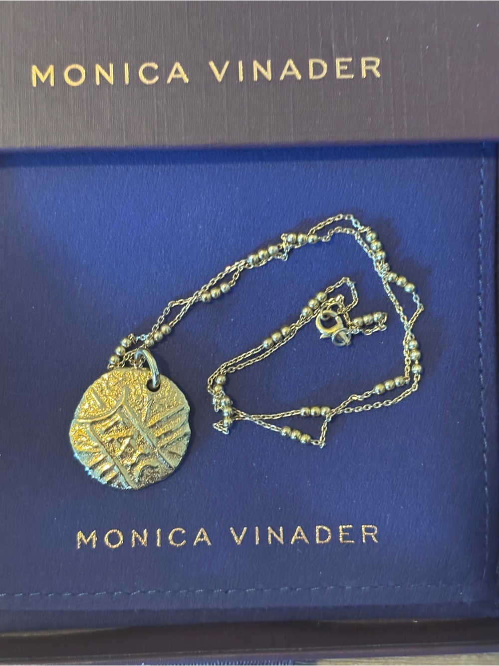 MONICA VINADER Gold Textured Disc Necklace - Picture 3 of 8